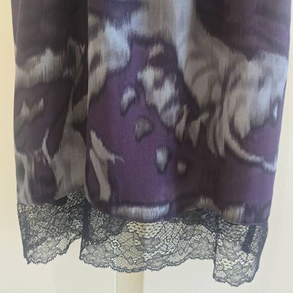ROBERT RODRIGUEZ Purple and Black Printed Silk and Lace Trim Tank Dress,Nwot, 0 - Picture 5 of 9